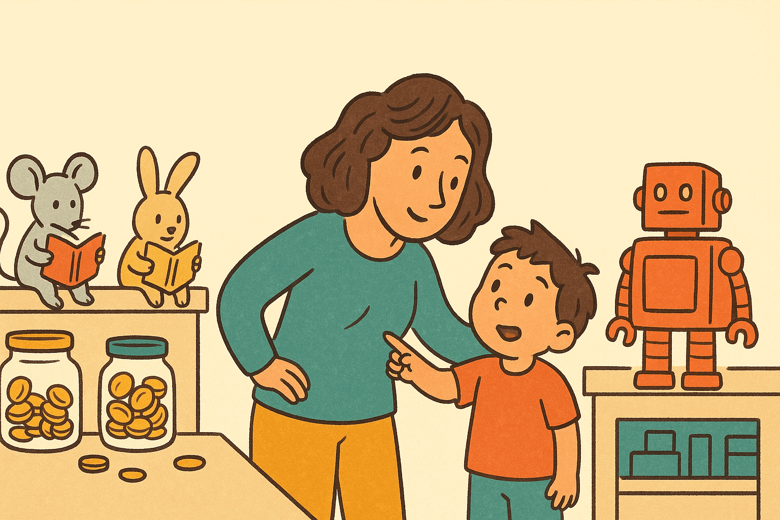 Ilustración del post: Qué decir cuando tu hijo pide algo caro en la tienda